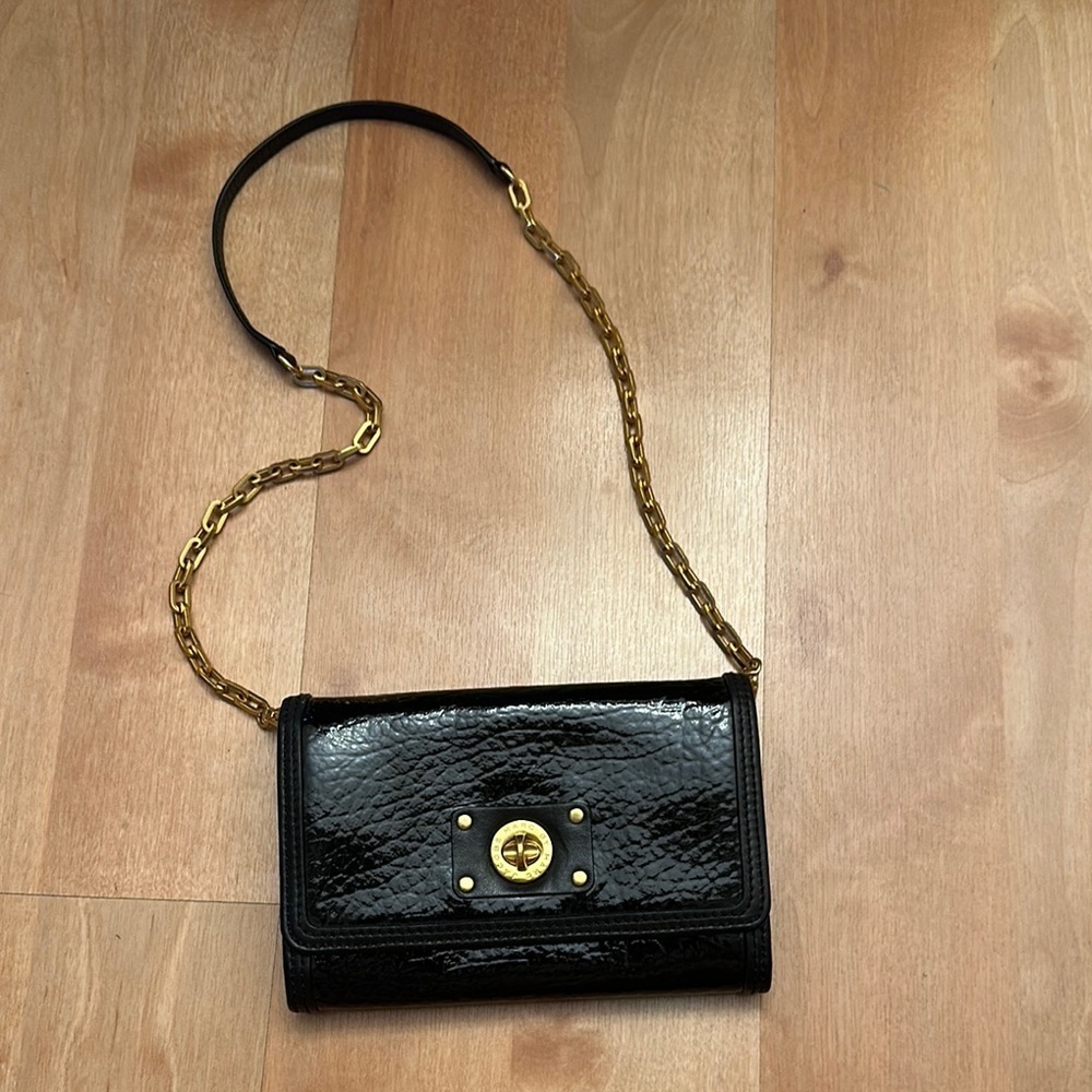 Marc By Marc Jacobs Black and Gold Textured Clutch